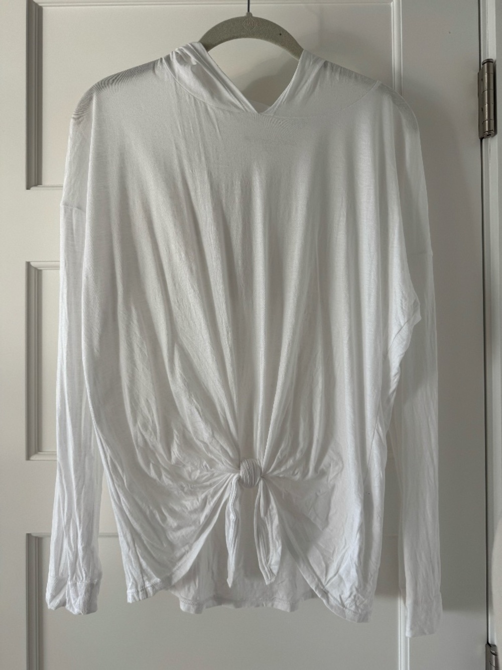 Beyond Yoga White Pima Cotton Tie Front Hoodie Size Small